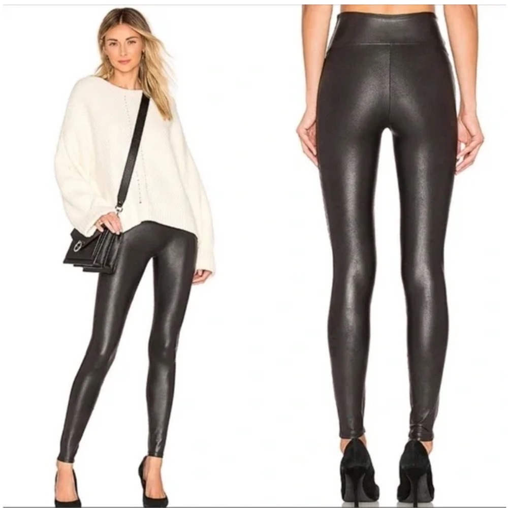 Spanx Black Faux Leather Leggings Medium